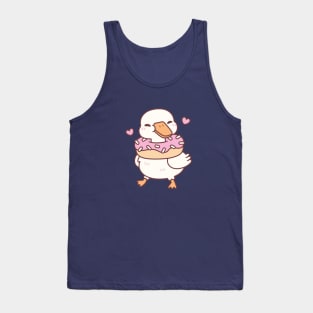 Cute Goose With Donut Around Neck Tank Top